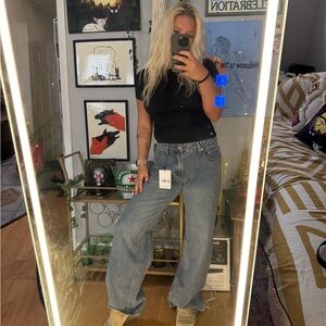 Princess Polly Light Blue Flare Jeans